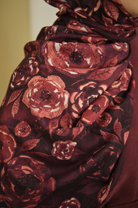 Gül Desen Soft Şal Mürdüm