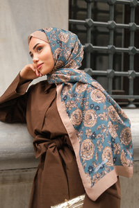 Gül Desen Soft Şal Petrol Yeşil