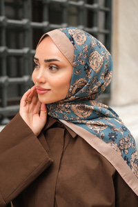 Gül Desen Soft Şal Petrol Yeşil