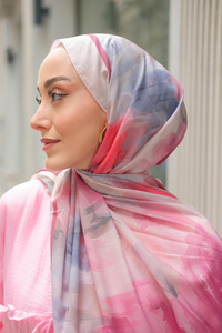 Gül Desen Soft Şal Pudra