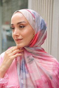 Gül Desen Soft Şal Pudra