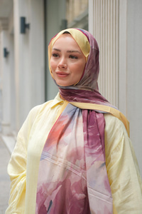 Gül Desen Soft Şal Sarı