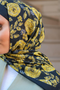 Gül Desen Soft Şal Sarı