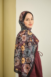 Gül Desen Soft Şal Siyah