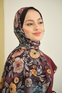 Gül Desen Soft Şal Siyah