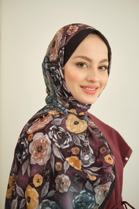 Gül Desen Soft Şal Siyah