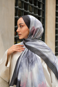 Gül Desen Soft Şal Siyah