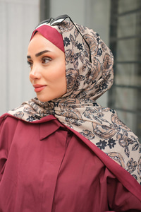 Gül Desen Soft Şal Sütlü Kahve