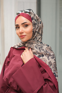 Gül Desen Soft Şal Sütlü Kahve