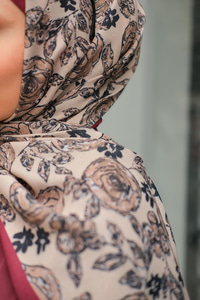 Gül Desen Soft Şal Sütlü Kahve