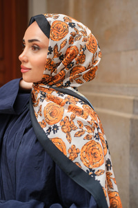 Gül Desen Soft Şal Turuncu
