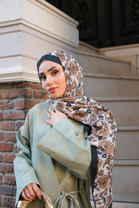 Gül Desen Soft Şal Vizon