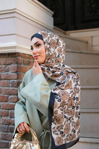 Gül Desen Soft Şal Vizon