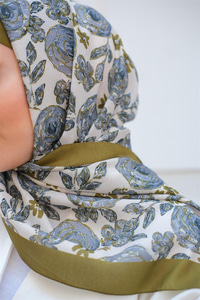 Gül Desen Soft Şal Yağ Yeşil