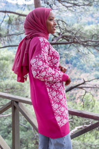 Uygun Fiyatlı GUL DESEN TRIKO TUNIK FUSYA | Loccomoda.com 