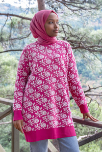 Uygun Fiyatlı GUL DESEN TRIKO TUNIK FUSYA | Loccomoda.com 
