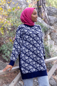 Uygun Fiyatlı GUL DESEN TRIKO TUNIK LACIVERT | Loccomoda.com 