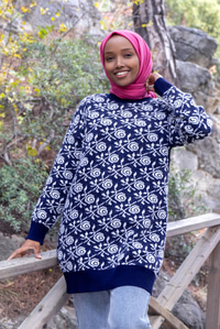 Uygun Fiyatlı GUL DESEN TRIKO TUNIK LACIVERT | Loccomoda.com 