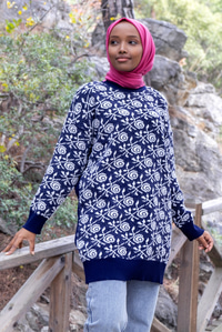 Uygun Fiyatlı GUL DESEN TRIKO TUNIK LACIVERT | Loccomoda.com 