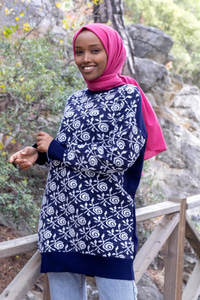 Uygun Fiyatlı GUL DESEN TRIKO TUNIK LACIVERT | Loccomoda.com 