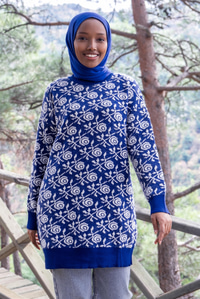 Uygun Fiyatlı GUL DESEN TRIKO TUNIK SAX MAVI | Loccomoda.com 