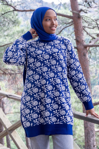 Uygun Fiyatlı GUL DESEN TRIKO TUNIK SAX MAVI | Loccomoda.com 