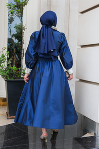 Gül Detay Nakışlı İkili Takım Lacivert