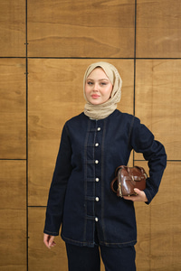 Gümüş Düğme Detaylı Takım Lacivert