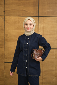 Gümüş Düğme Detaylı Takım Lacivert