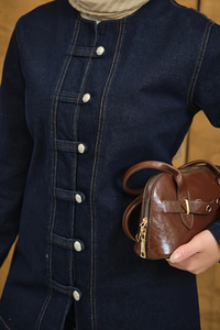 Gümüş Düğme Detaylı Takım Lacivert