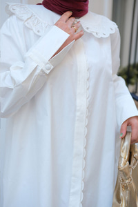 Güpür  Detaylı Gömlek Beyaz