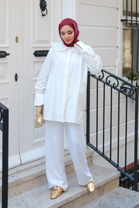 Güpür  Detaylı Gömlek Beyaz