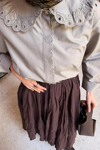 Güpür  Detaylı Gömlek Küf Yeşil