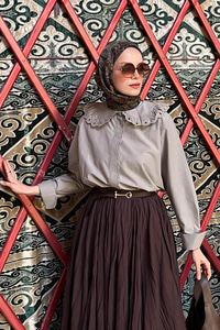 Güpür  Detaylı Gömlek Küf Yeşil