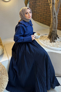 Güpür  Detaylı Gömlek Lacivert