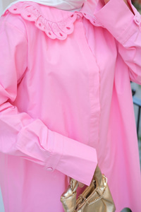 Güpür  Detaylı Gömlek Pembe