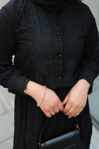 Güpür Detaylı Takım Siyah