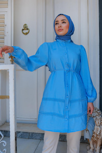 Hakim Yaka Bağlamalı Gömlek Bebe Mavi