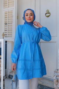 Hakim Yaka Bağlamalı Gömlek Bebe Mavi