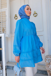 Hakim Yaka Bağlamalı Gömlek Bebe Mavi