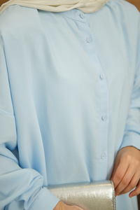 Hakim Yaka Basic Gömlek Bebe Mavi