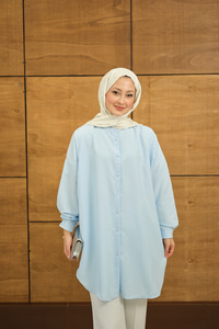 Hakim Yaka Basic Gömlek Bebe Mavi