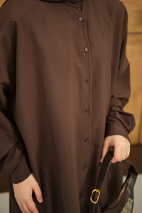 Hakim Yaka Basic Gömlek Kahverengi