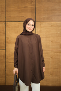 Hakim Yaka Basic Gömlek Kahverengi