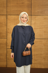 Hakim Yaka Basic Gömlek Lacivert