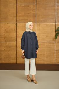 Hakim Yaka Basic Gömlek Lacivert