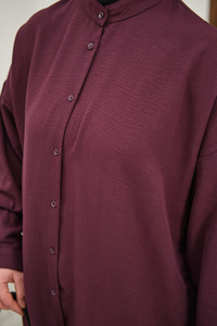 Hakim Yaka Basic Gömlek Mürdüm