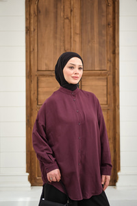 Hakim Yaka Basic Gömlek Mürdüm