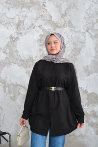 Hakim Yaka Basic Gömlek Siyah