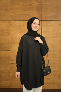 Hakim Yaka Basic Gömlek Siyah